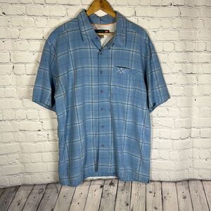 Quiksilver Waterman Collection Blue Plaid Shirt size XL Short Sleeve